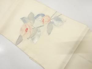 椿模様織り出し　名古屋帯